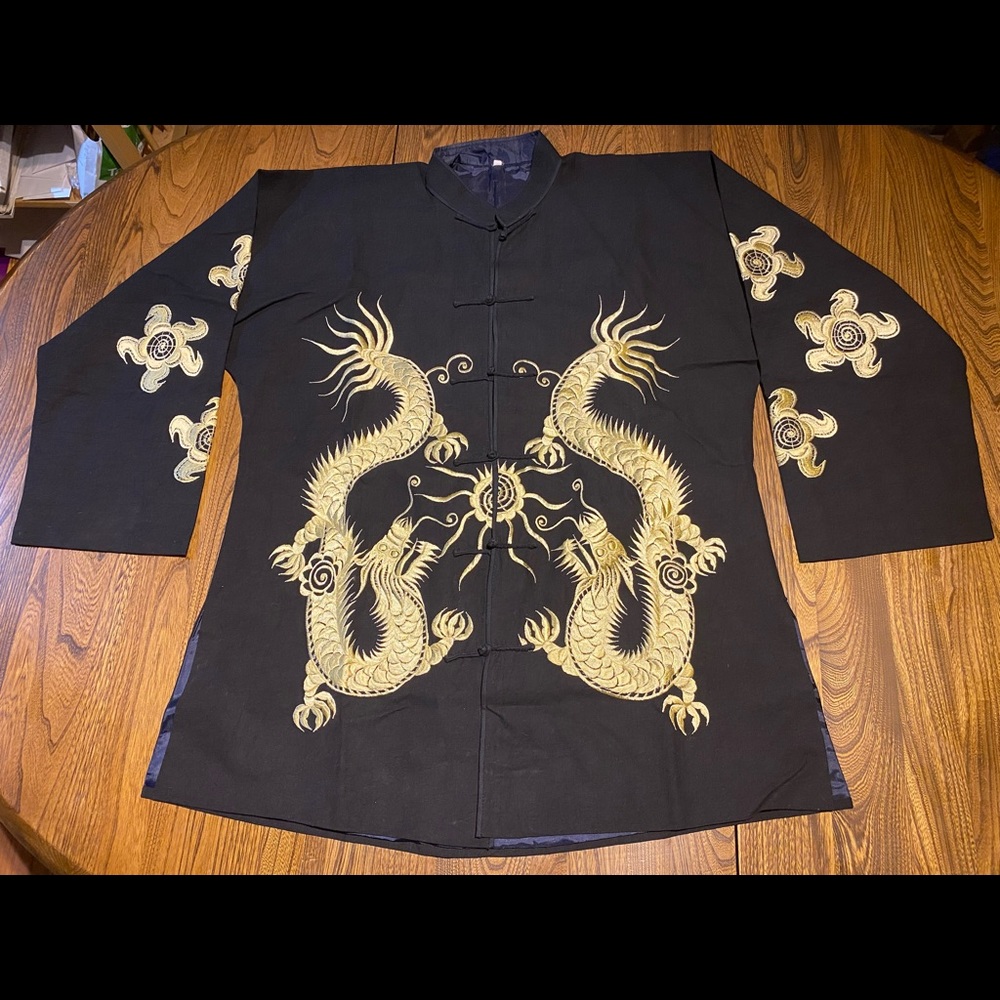 Japanese Japan Embroidered Kimono Dragon Jacket LARGE